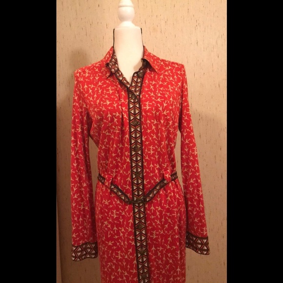 NWOT Diane von Furstenberg button down shirt dress with belt. - Picture 2 of 4